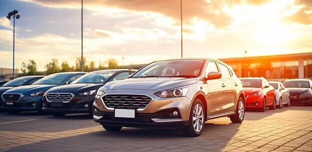 car-parked-at-outdoor-parking-lot-used-car-for-sale-and-rental-service-car-insurance-background-automobile-parking-area-car-dealership-and-dealer-agent-concept-automotive-industry-generative-ai-photo-1